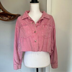 BDG Urban Outfitters Cropped Corduroy Shirt Jacket - Pink - Size S